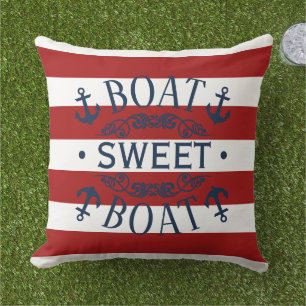 Coussin Ancres blanches Citation de bateau sucré sur bande