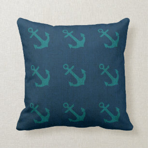 Coussin Ancres en vert bleu d'océan