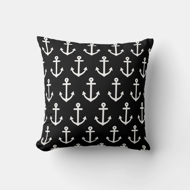 Coussin Ancres nautiques noires (Recto)