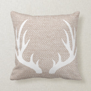 Coussin Andouillers blancs en arête de poisson de cerfs