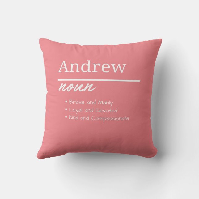 Coussin Andrew, Garçon Définition de nom personnalisé (Verso)