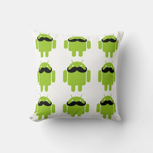 Coussin Android Robot Black Mustache Graphisme (Recto)