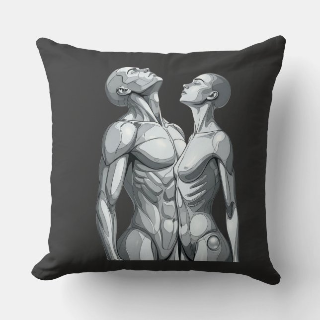 Coussin Android Union: Cyborg Couple Throw Pillow (Recto)