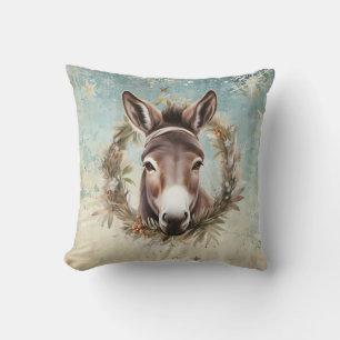Coussin Âne de Noël vintage campagne