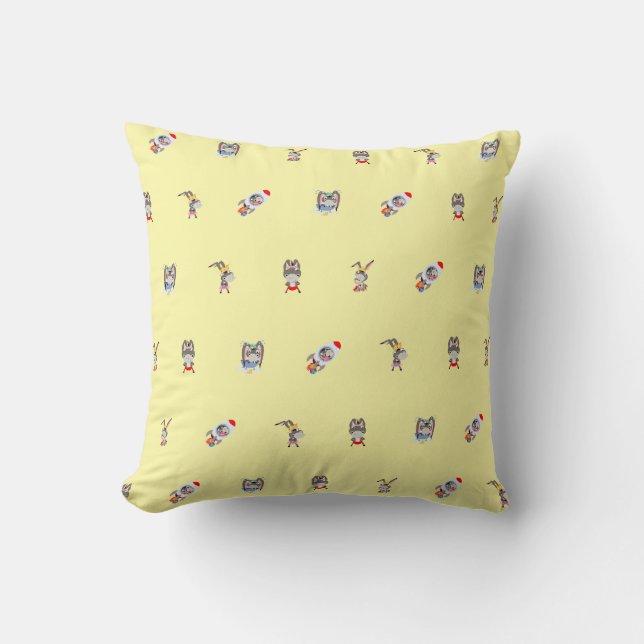 Coussin âne motif beurre jaune  (Recto)