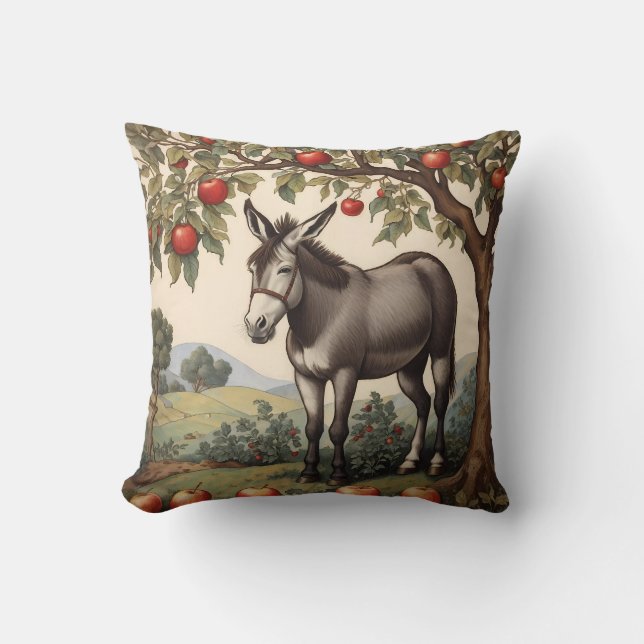 Coussin Âne vintage Sous Un Pommier (Recto)