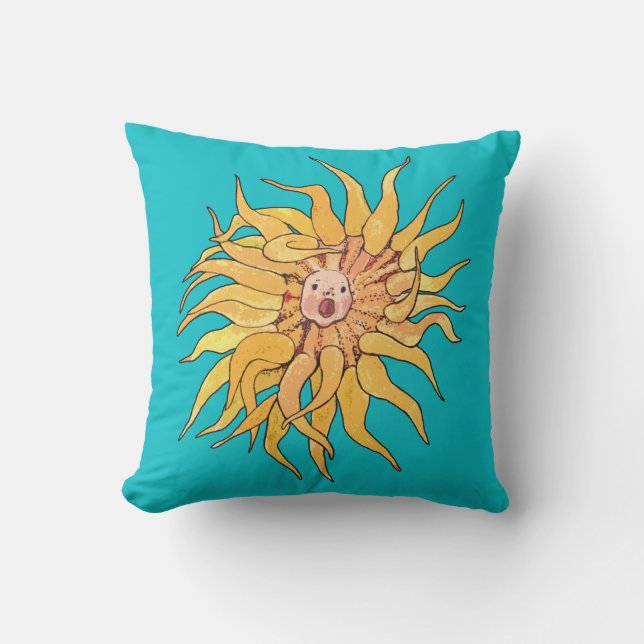Coussin Anémone de mer Actinia Océan Sous-marin Art surréa (Recto)