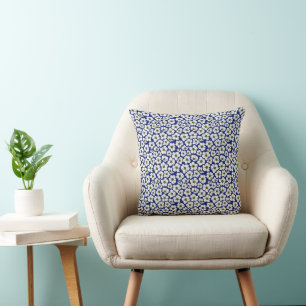 Coussin Anémones blanches sur fond bleu