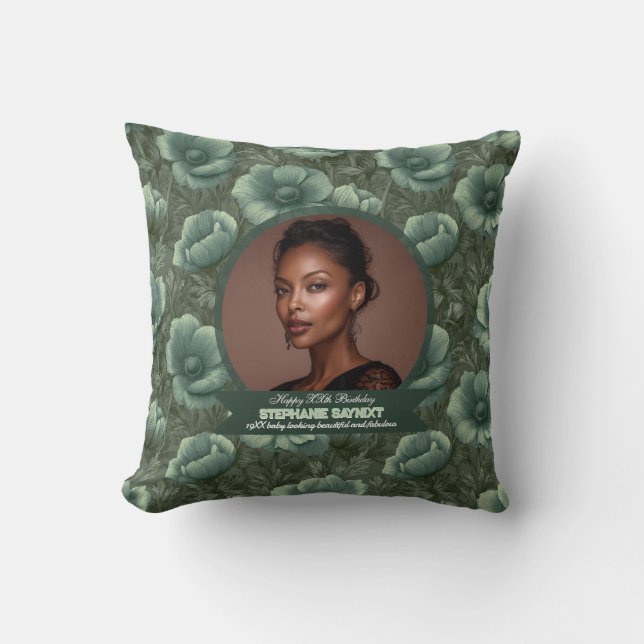 Coussin Anémones Chic Fête d'anniversaire Féminine sur mes (Recto)