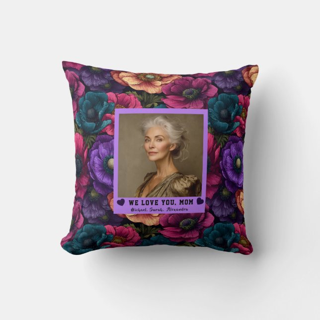 Coussin Anémones Fleur Mummy Fille Moderne Ferme Maison (Recto)