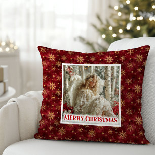 Coussin Ange de Noël Vintage Fêtard Accent Rouge Or