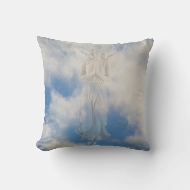 Coussin ange en ciel nuageux de ciel bleu par l'amour (Recto)