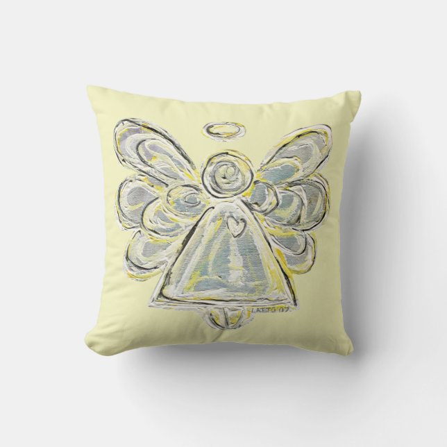 Coussin Ange Gardien Blanc Art Décoratif Jeu d'oreiller (Recto)
