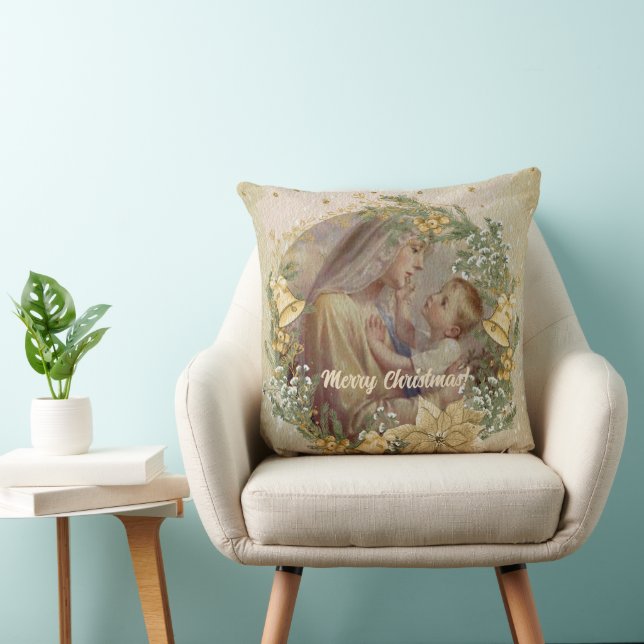 Coussin Ange Noël Mère et Enfant (Chaise)