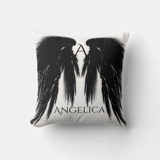 Coussin ANGE NOIR AILES Monogramme (Recto)