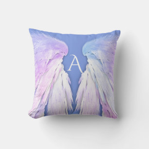 Coussin ANGEL AILES Monogramme bleu doux rose Dreamy