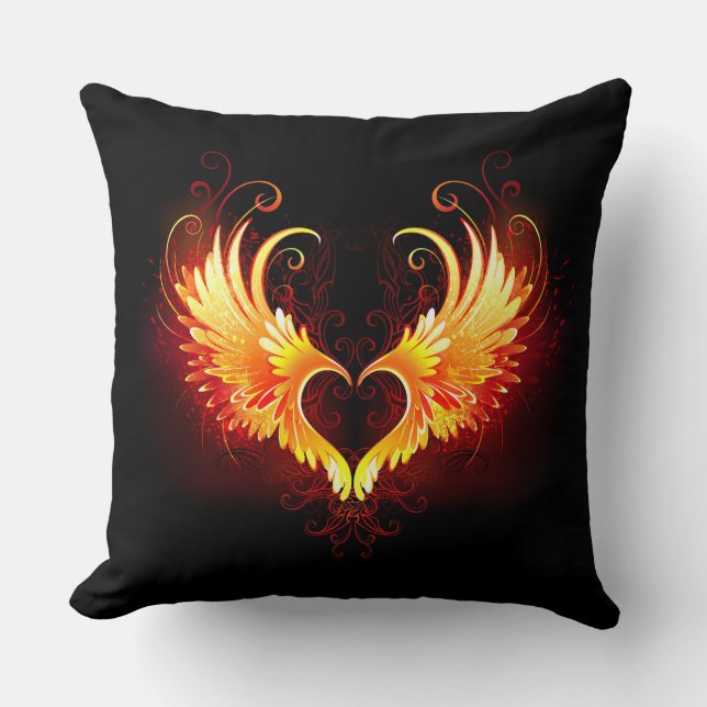 Coussin Angel Fire Heart with Wings (Recto)