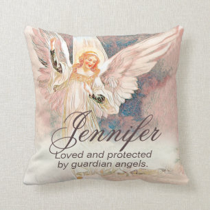 Coussin Angel Guardian Personnalisé Ajouter Nom Jeu Oreill