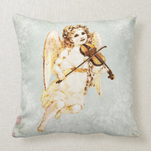 Coussin Angel Jouer un violon sur Arrière - plan papier Vi