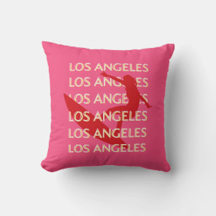Coussin Angeles Travel Art, Californie, Travel Art, rose
