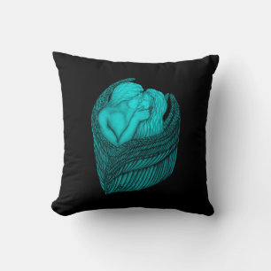 Coussin Angels Kissing, noir et vert Design