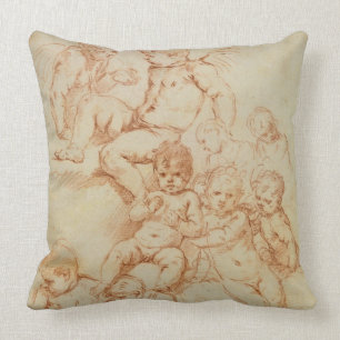 Coussin Anges, début du 17ème siècle (craie rouge sur le