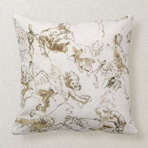 Coussin Anges, début du 18ème siècle (à l'encre et lav