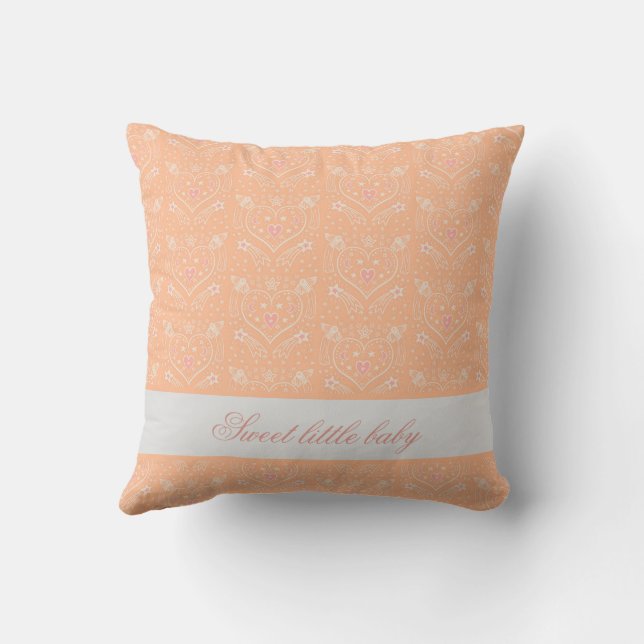 Coussin Anges et coeurs Doux petit bébé motif de pêche (Verso)