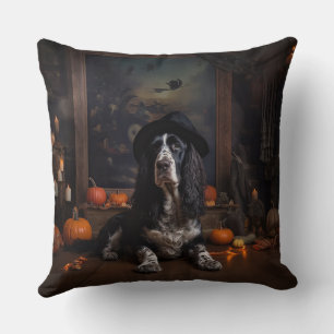 Coussin Anglais Cocker Espagnol Citrouille Halloween effra