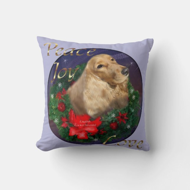 Coussin Anglais Cocker Spaniel Christmas (Recto)