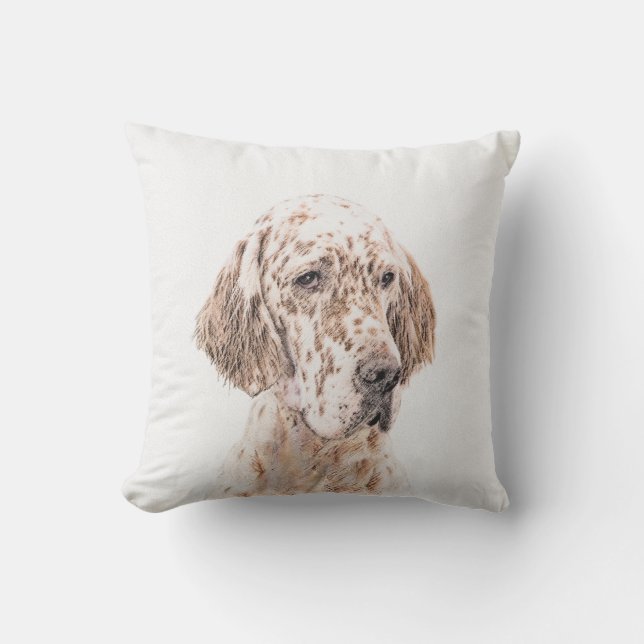 Coussin Anglais Setter Orange Belton Peinture Chien Art (Recto)