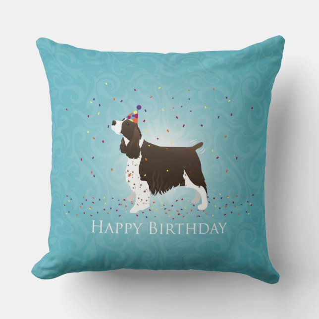 Coussin Anglais Springer Spaniel Design d'anniversaire (Recto)