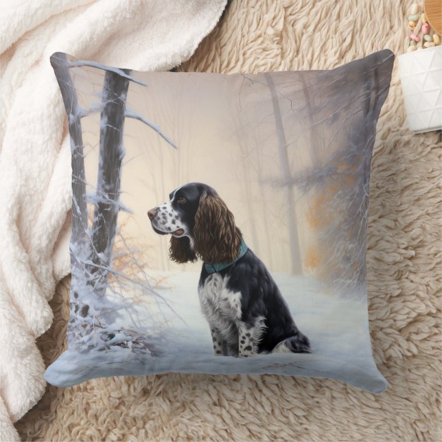 Coussin Anglais Springer Spaniel Laissez-le neiger Noël (Couverture)