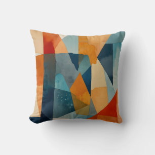 Coussin Angles Abstraits de bleu et d'orange