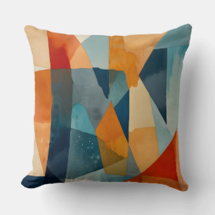Coussin Angles Abstraits de bleu et d'orange