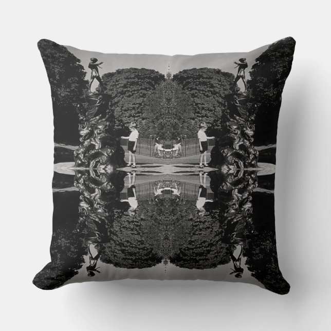 Coussin Angleterre vintage Londres Peter Pan statue Kensin (Recto)