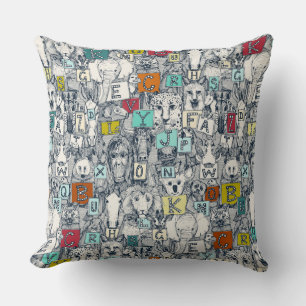 Coussin animal ABC indigo multi
