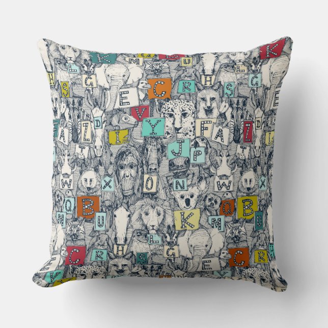 Coussin animal ABC indigo multi (Recto)