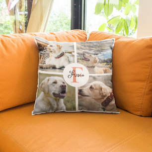 Coussin Animal de compagnie 4 Photo Collage Nom Chien Mono