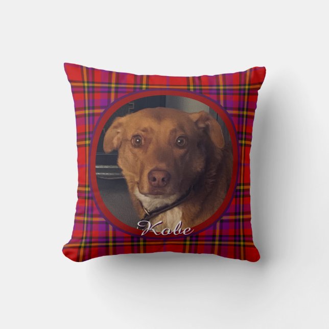 Coussin Animal de compagnie à monogramme à carreaux (Recto)