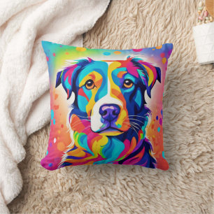 Coussin Animal de compagnie : Peinture de chien colorée Ar