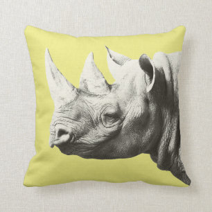 Coussin animal de jaune de safari de rhinocéros