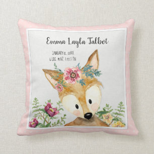 Coussin Animal de région boisée d'aquarelle de cerfs