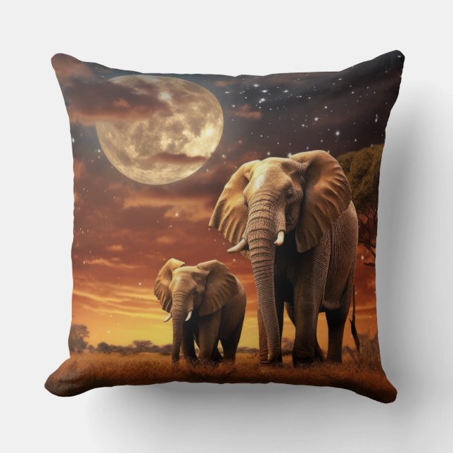 Coussin Animal éléphant Faune sauvage Art coloré (Recto)