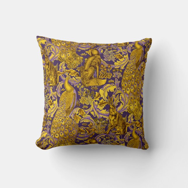 COUSSIN ANIMAL FORESTIER, FOX, PEACOCK, HARE OR PURPLE FLO (Recto)