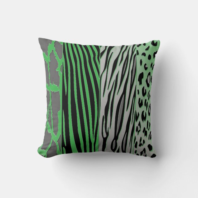 Coussin Animal noir et vert imprimé Zebra Stripe Pil (Recto)