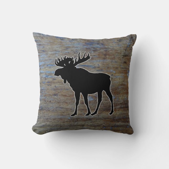 Coussin Animal occidental en bois rustique d'orignaux de | (Recto)