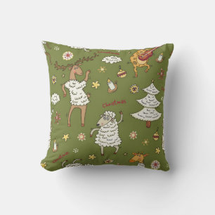 Coussin animal vintage brebis de Noël
