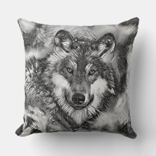 Coussin AnimalArtBW_Wolf_001