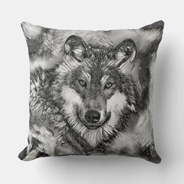Coussin AnimalArtBW_Wolf_001 (Recto)
